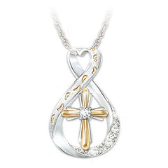 Cross Footprint Diamond Pendant Two Tone