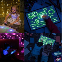 Educational Toy Drawing Pad 3D Magic 8 Light Effects Puzzle Board Sketchpad