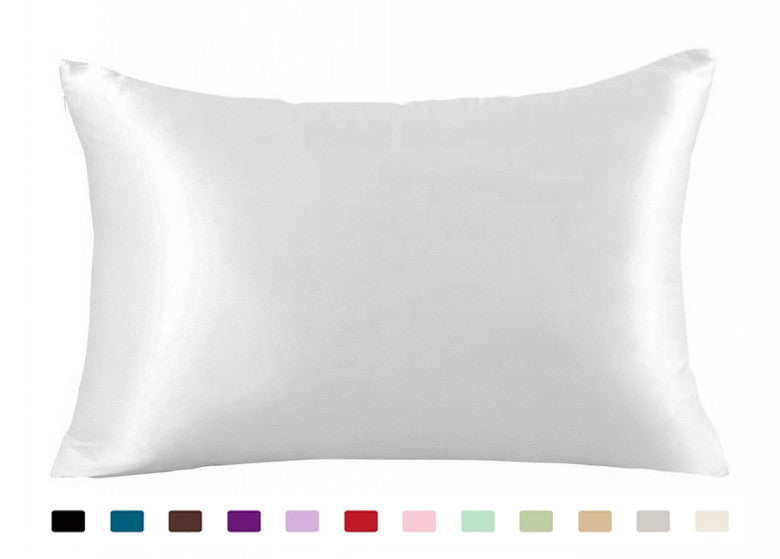 Funda de almohada de satén de color sólido de imitación de seda Funda de almohada individual Funda de almohada de seda helada 