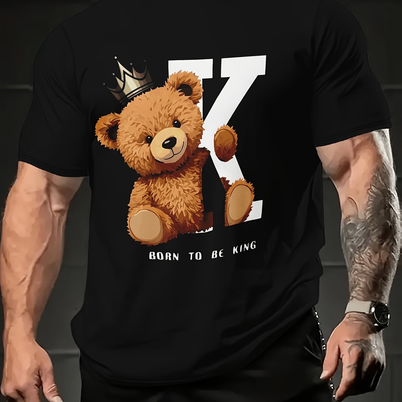 2024 Summer Trendy Men's T-shirt - Cool Bear Pattern, Soft Polyester Fiber, Round Neck Short Sleeve, Street Style