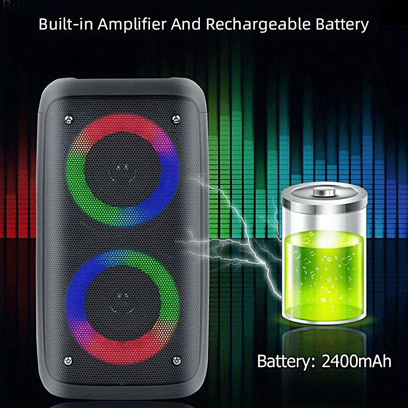 Wireless Speaker With Subwoofer, Large Boombox Speaker, Stereo Speaker, Subwoofer, Outdoor Wireless Speaker, Party Disco Light, TWS, TF, , MIC