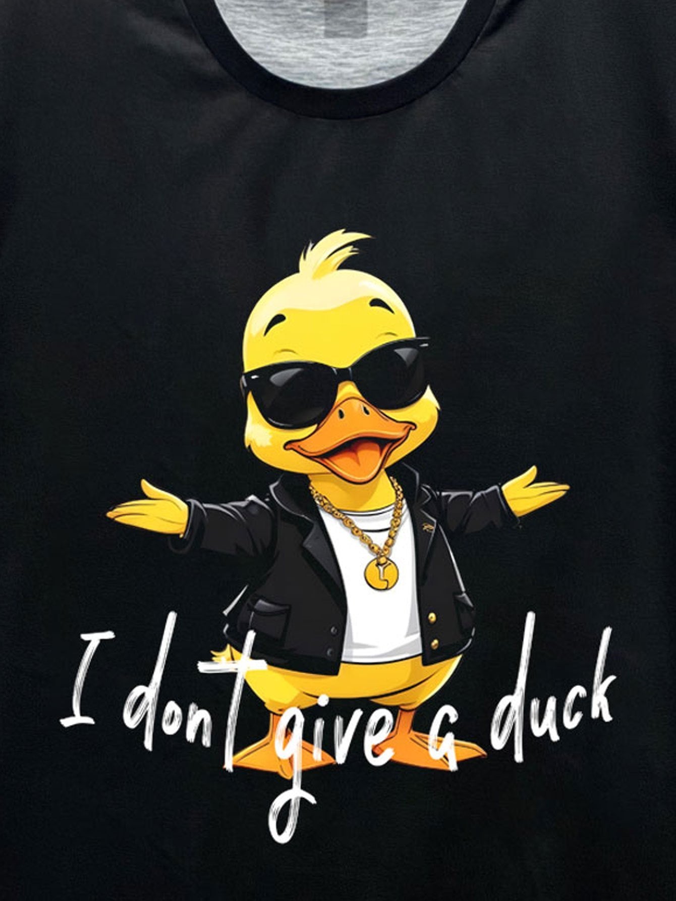 Men's Round Neck T-shirt, Printed With 'I Don't Care About Ducks' Pattern