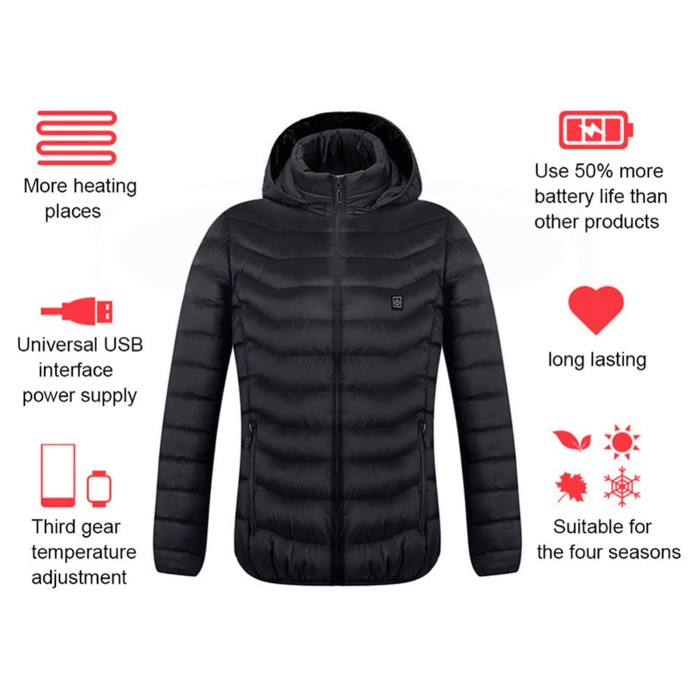 Neu Beheizte Jacke Mantel USB Elektrische Jacke Baumwolle Mantel Heizung Thermische Kleidung Heizung Weste