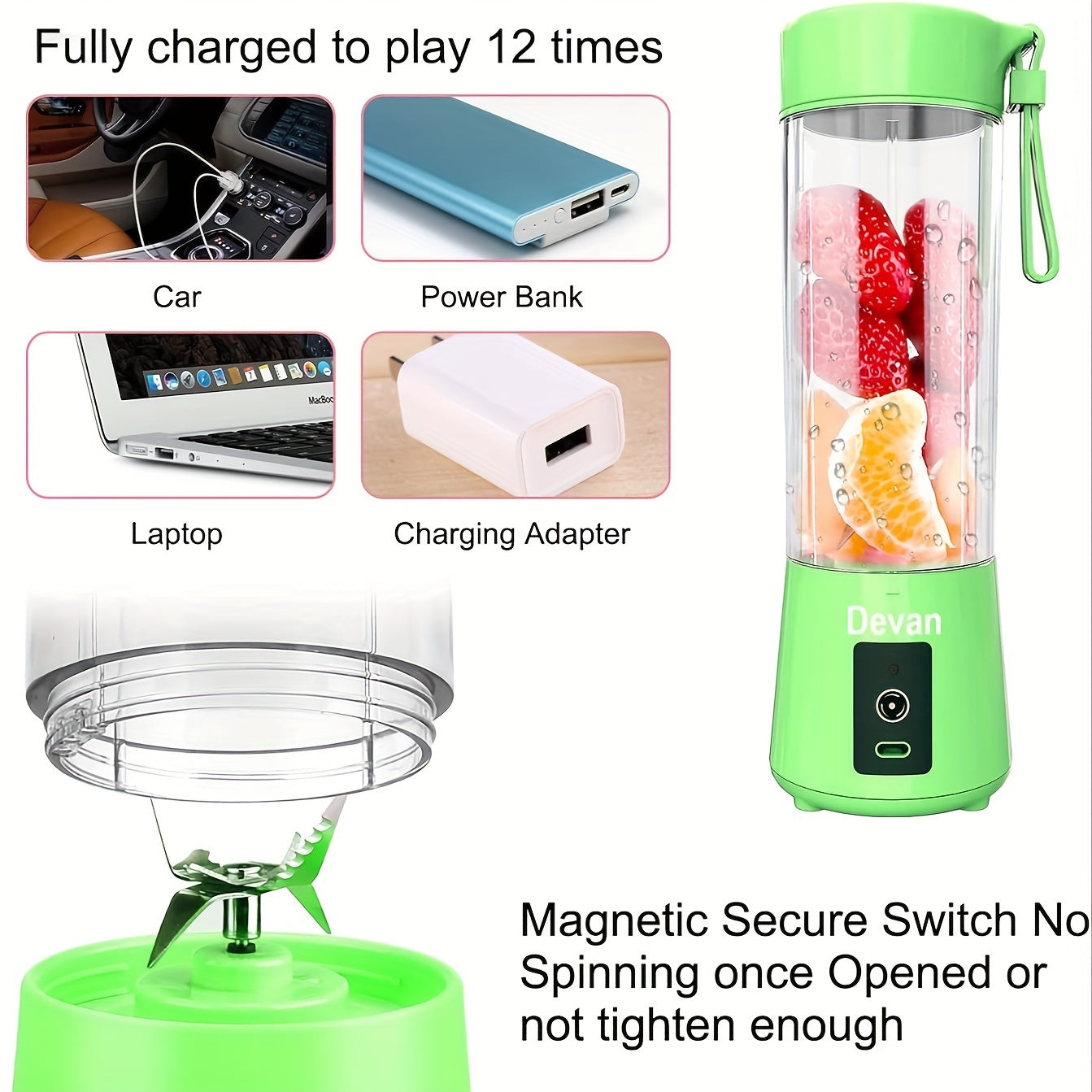 Portable and Rechargeable Battery-Powered Blender