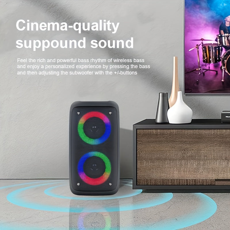 Wireless Speaker With Subwoofer, Large Boombox Speaker, Stereo Speaker, Subwoofer, Outdoor Wireless Speaker, Party Disco Light, TWS, TF, , MIC