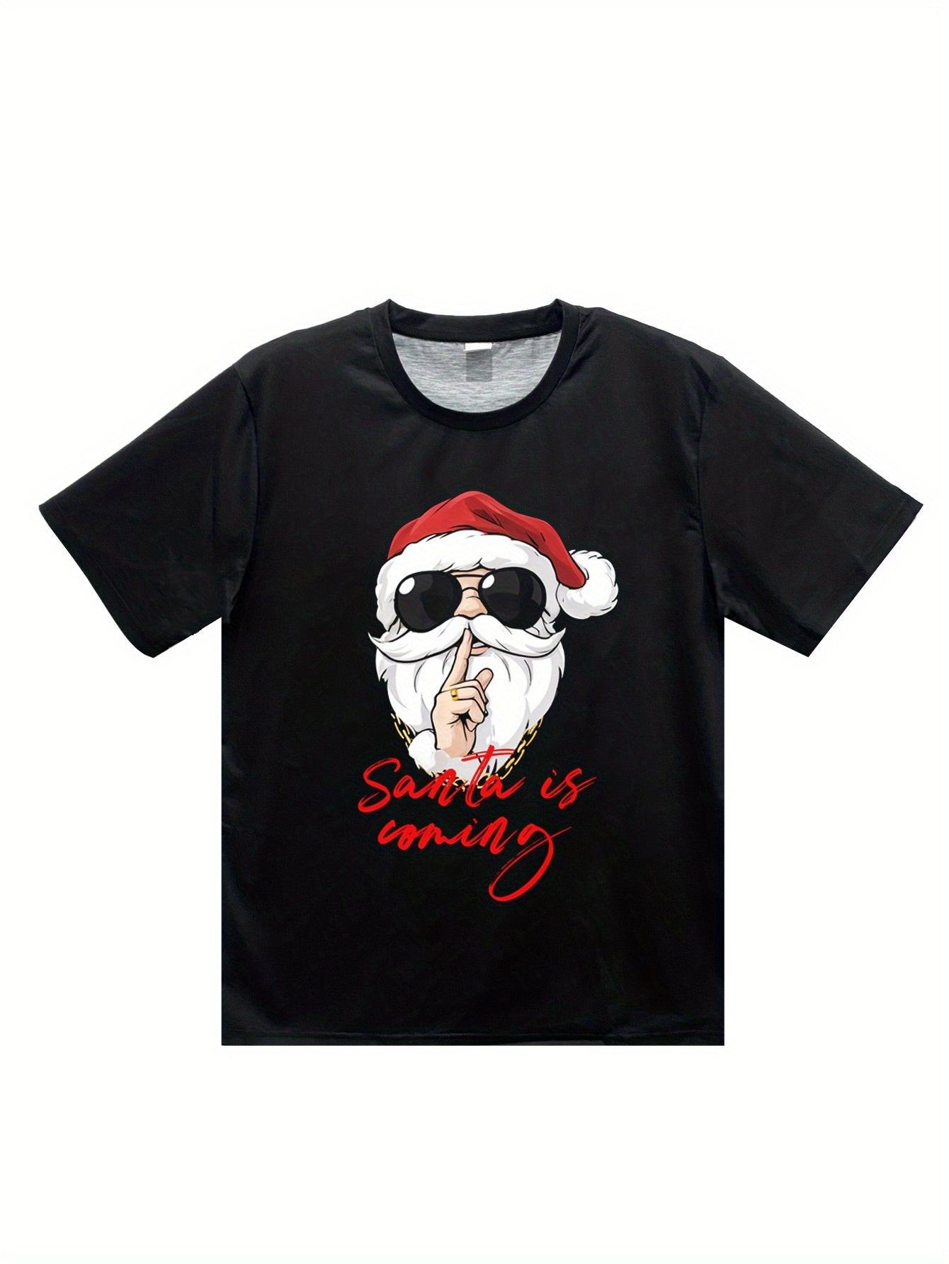 Men's Holiday Santa Claus 3D Printed T-shirt - Casual Round Neck Short Sleeved, Breathable Polyester Fiber For Summer Outdoor Fun