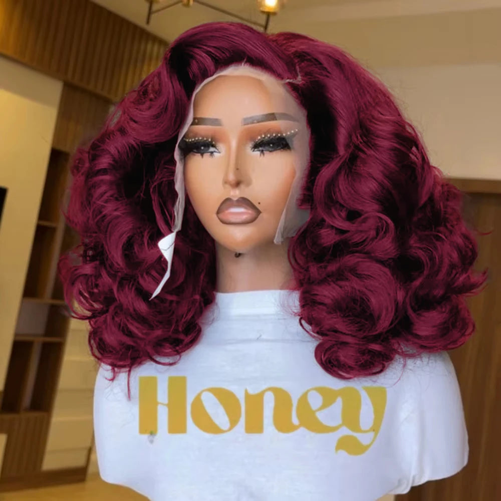 Body Bob Wig 99J Burgundy Body Wave Human Hair 13X4 Lace Front Wigs HD Lace Frontal Wigs Pre Plucked Frontal Wigs Human Hair