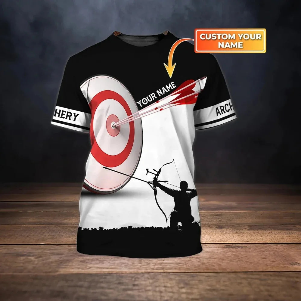 Hot Sales Fashion Archery T-shirt Summer 3D Printed Archery Team Player Personalized Name Men's Tee Unisex Casual Oversized Tops