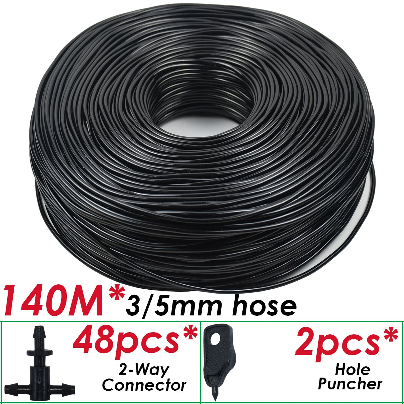 SPRYCLE 5M-140M Garden 3/5mm PVC Hose Micro Drip Irrigation System w/ 2-Way Connector 1/8'' Tubing Pipe Arrow Dripper Greenhouse