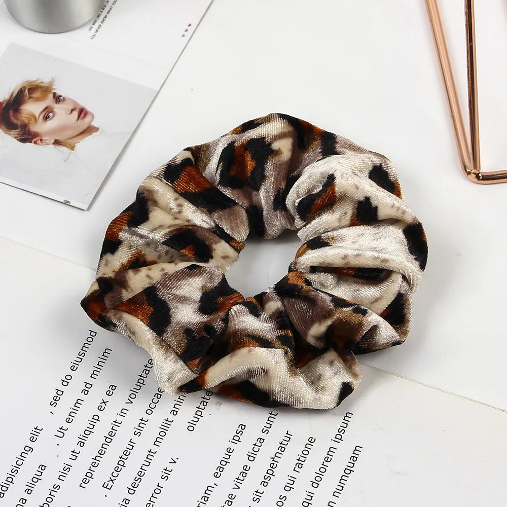 Leopard Printed Hair Tie Striped Lady Scrunchies Ponytail Hair Female Girls Holder Rope Bands For Women Ladies Hair Accessories