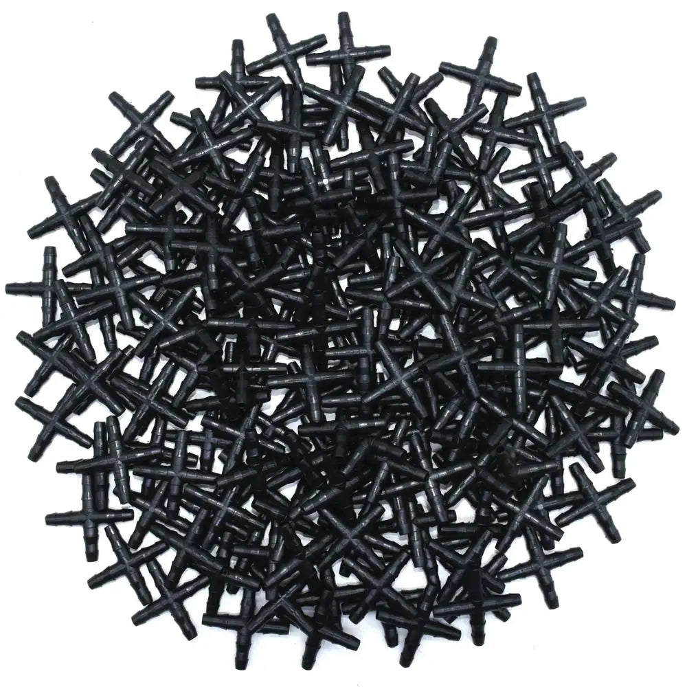 KESLA 10-100PCS 1/4'' Cross Connecter for 4/7mm Micro Tubing Hose 4 Ways Barbed Adapter Drip Irrigation Cross Joint Connectors