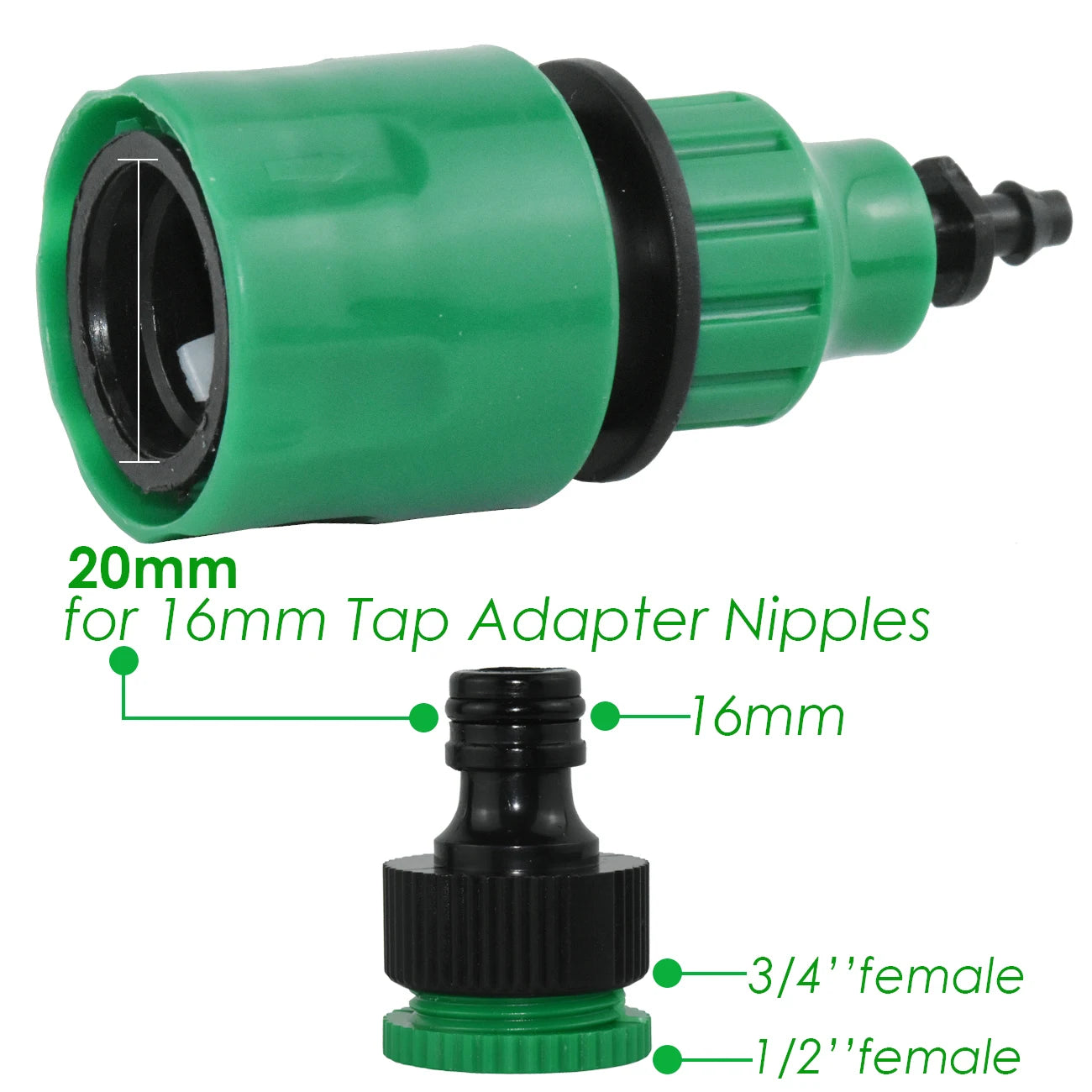 KESLA 2PCS Quick Coupling Adapter with 1/4 (ID 4mm) or 3/8 inch (8mm) Barbed Connector for Irrigation Garden Watering Greenhouse