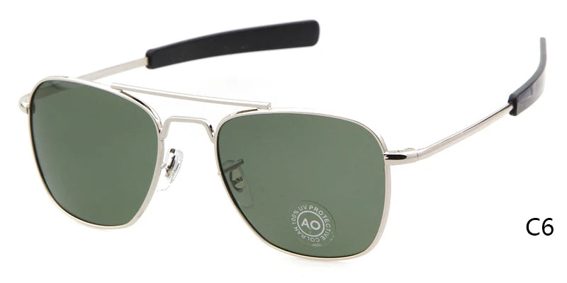 Retro Green AO Pilot Sunglasses Luxury Brand Designer Male Sun Glasses American Army Military Optical Glass Lens Shades Eyewear