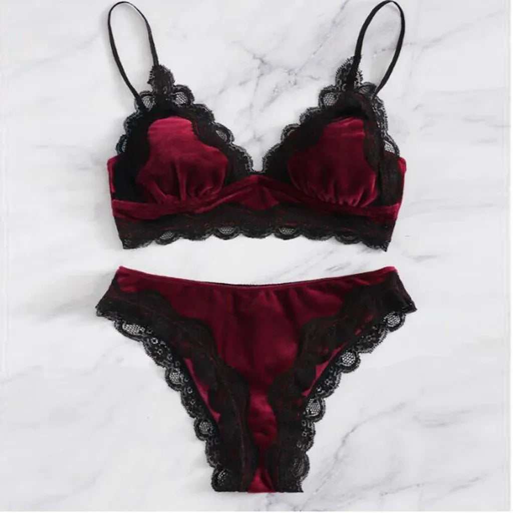 Lingerie Sexy Bra Set Bras 2019 Women Brief Sets Women Sexy Lace Velvet Set Comfortable Sleepwear Bra Underwear Sets *S