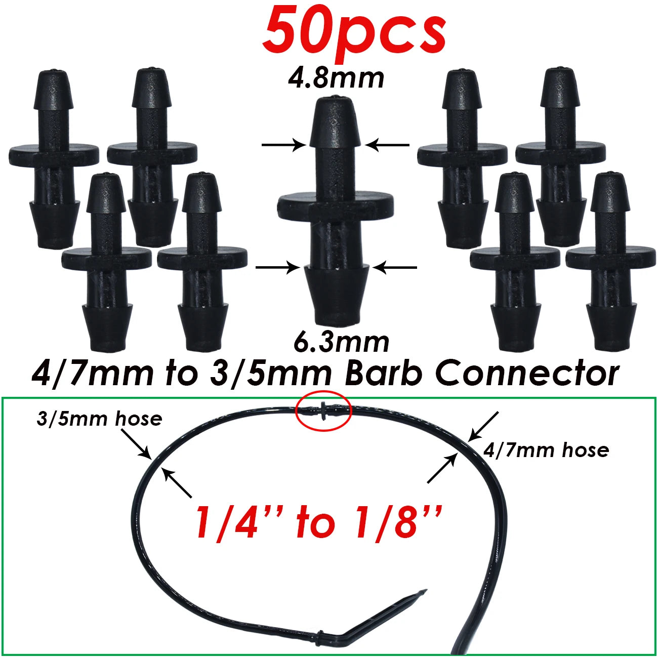 Aspersor de riego por goteo para jardín KESLA, conector de tubería de agua de 4 vías de 1/8", curva de manguera de 4/7 mm a 3/5 mm, emisor de flecha, gotero de riego