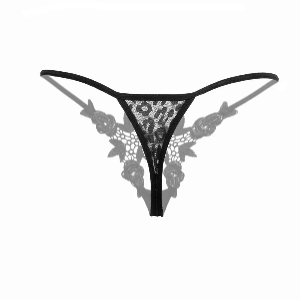 Lace Embroidery Thong Women Sexy Hollow Out Panties G-String Perspective Girls Underwear T Pants Comfy Intimates Underpants 2023