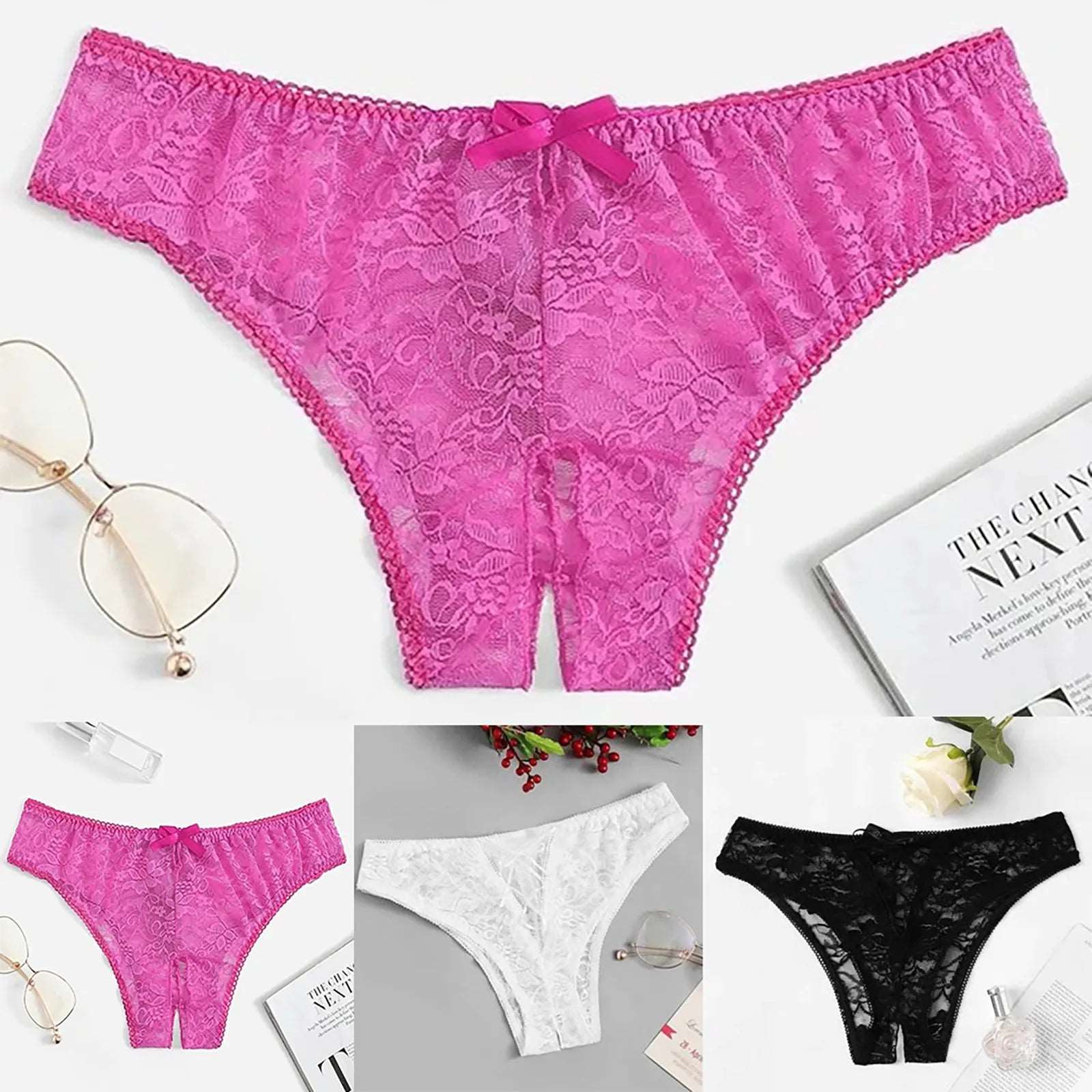 Lace Women Sexy Panties Underwear Transparent Thongs Low Waist Hollow Open Crotch Briefs Sexi Female Panty Erotic Lingerie трусы