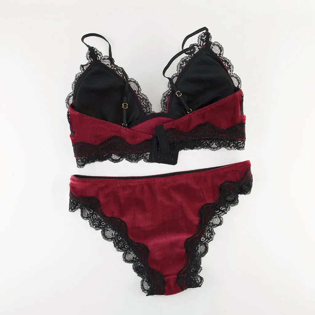 Lingerie Sexy Bra Set Bras 2019 Women Brief Sets Women Sexy Lace Velvet Set Comfortable Sleepwear Bra Underwear Sets *S