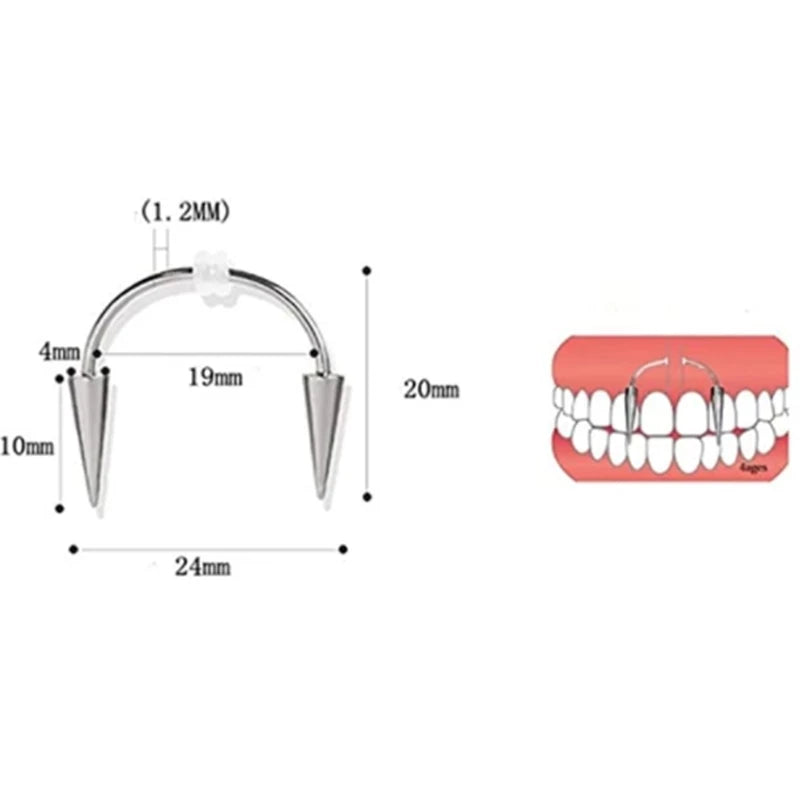 1PCS Stainless Steel Dracula Nail Teeth Smile Piercing Vampire Septum Piercing Jewelry Tiger Tooth C Rod Zomibe Vampire Tooth