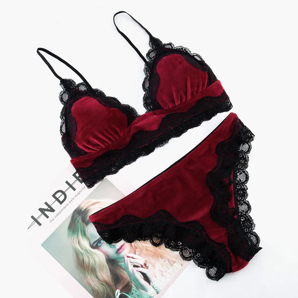 Lingerie Sexy Bra Set Bras 2019 Women Brief Sets Women Sexy Lace Velvet Set Comfortable Sleepwear Bra Underwear Sets *S