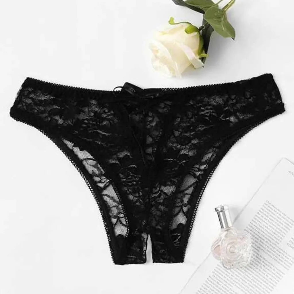 Lace Women Sexy Panties Underwear Transparent Thongs Low Waist Hollow Open Crotch Briefs Sexi Female Panty Erotic Lingerie трусы