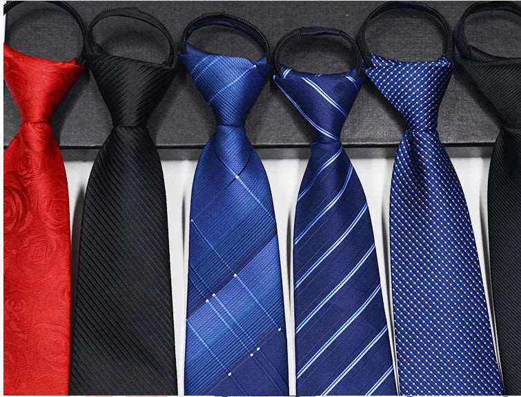 25 Style! Pre-tied Neck Tie Mens Skinny Zipper Ties Stripe Solid Color Slim Narrow Bridegroom Party Dress Necktie Zip Tie Gift