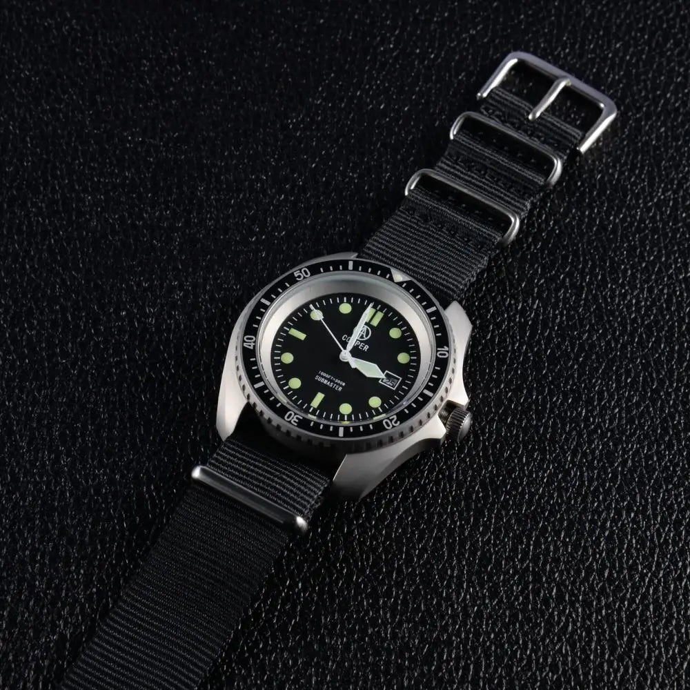 Factory Original 42mm Cooper Submaster SAS SBS Military 300M Diver Men's Classical Watch Super Luminous Nylon Strap SM8016