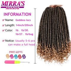 Extensiones de cabello de ganchillo con rastas sintéticas rectas de diosa de 14/20 pulgadas con extremos rizados Mirra's Mirror