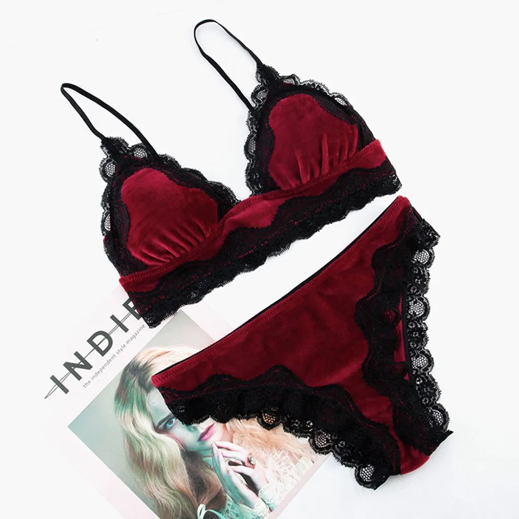 Lingerie Sexy Bra Set Bras 2019 Women Brief Sets Women Sexy Lace Velvet Set Comfortable Sleepwear Bra Underwear Sets *S