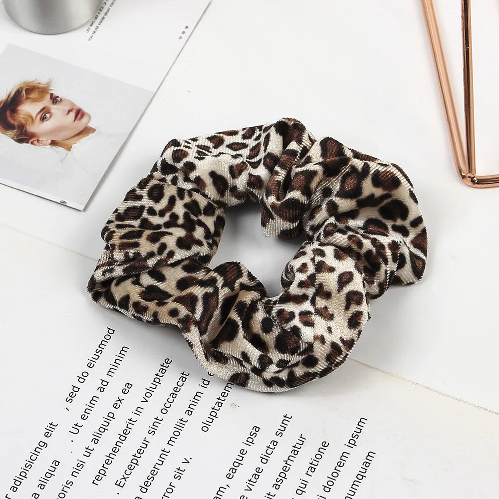 Leopard Printed Hair Tie Striped Lady Scrunchies Ponytail Hair Female Girls Holder Rope Bands For Women Ladies Hair Accessories