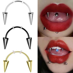 1PCS Stainless Steel Dracula Nail Teeth Smile Piercing Vampire Septum Piercing Jewelry Tiger Tooth C Rod Zomibe Vampire Tooth