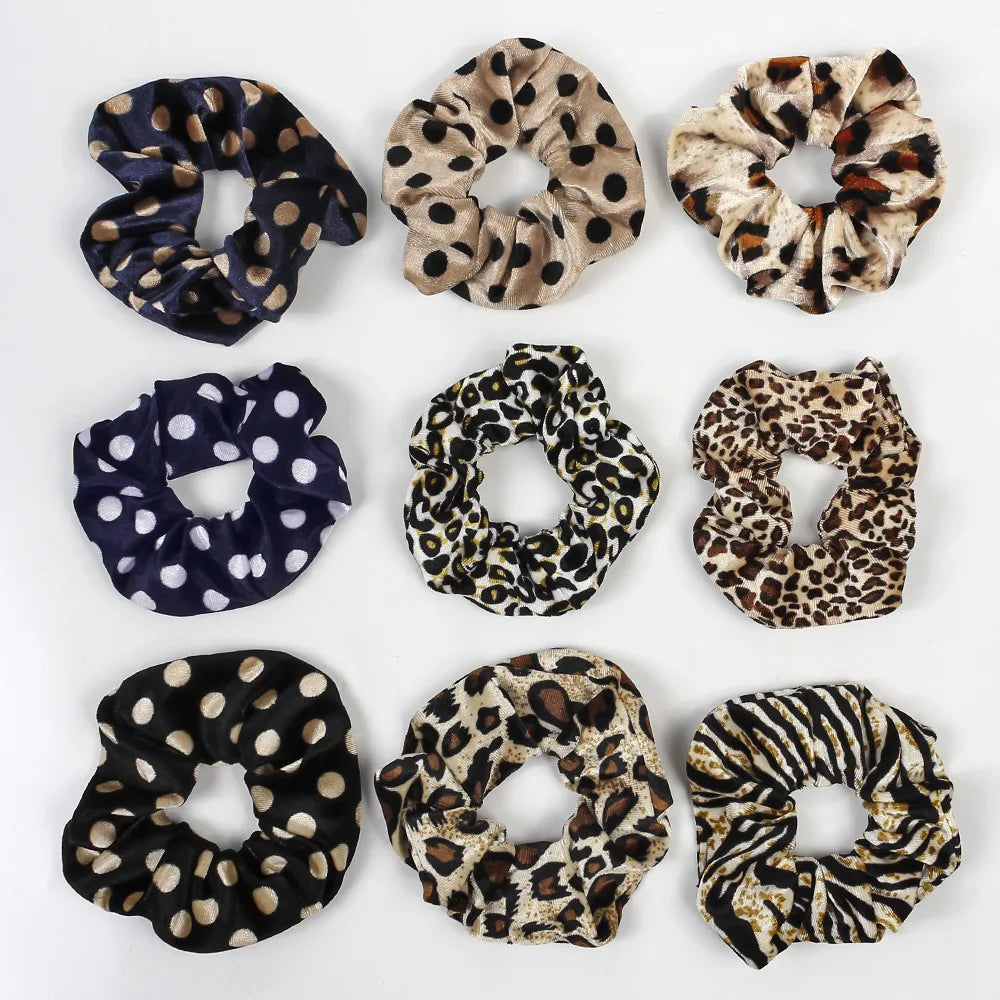 Leopard Printed Hair Tie Striped Lady Scrunchies Ponytail Hair Female Girls Holder Rope Bands For Women Ladies Hair Accessories