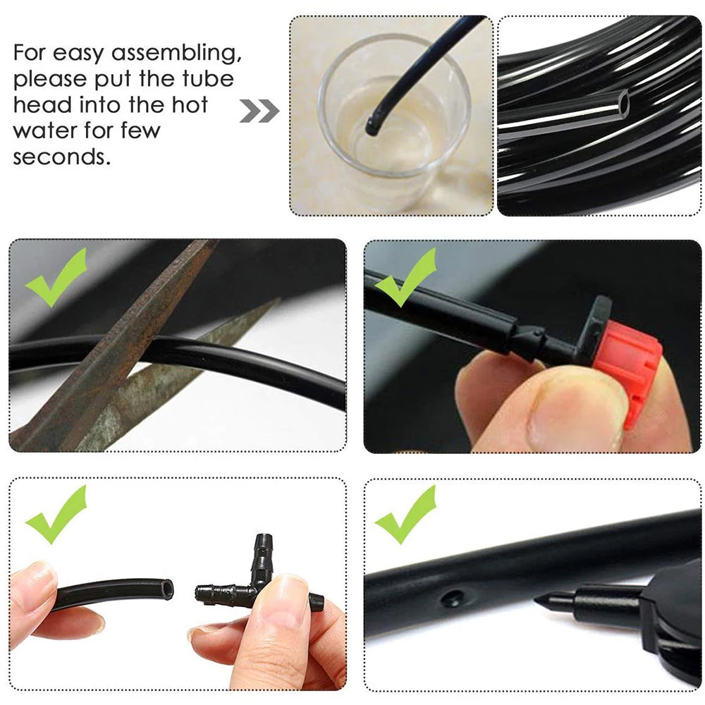 Garden Watering 4/7mm Hose PVC Micro Irrigation Pipe 1/4'' Tubing Irrigation Drip System Sprinkler Tube for Greenhouse Bonsai