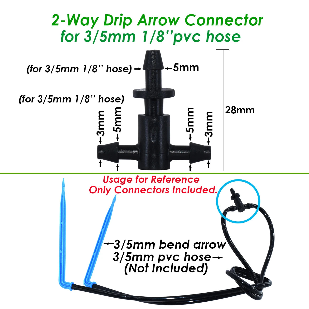 SPRYCLE 5M-140M Garden 3/5mm PVC Hose Micro Drip Irrigation System w/ 2-Way Connector 1/8'' Tubing Pipe Arrow Dripper Greenhouse