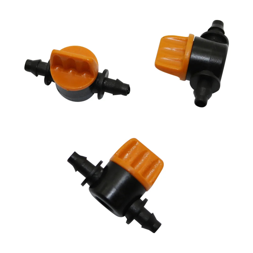 Mini Valve with 4/7mm Hose Garden Irrigation Barbed Water flow control valve Agriculture tools Drip Irrigation Fittings 10 Pcs