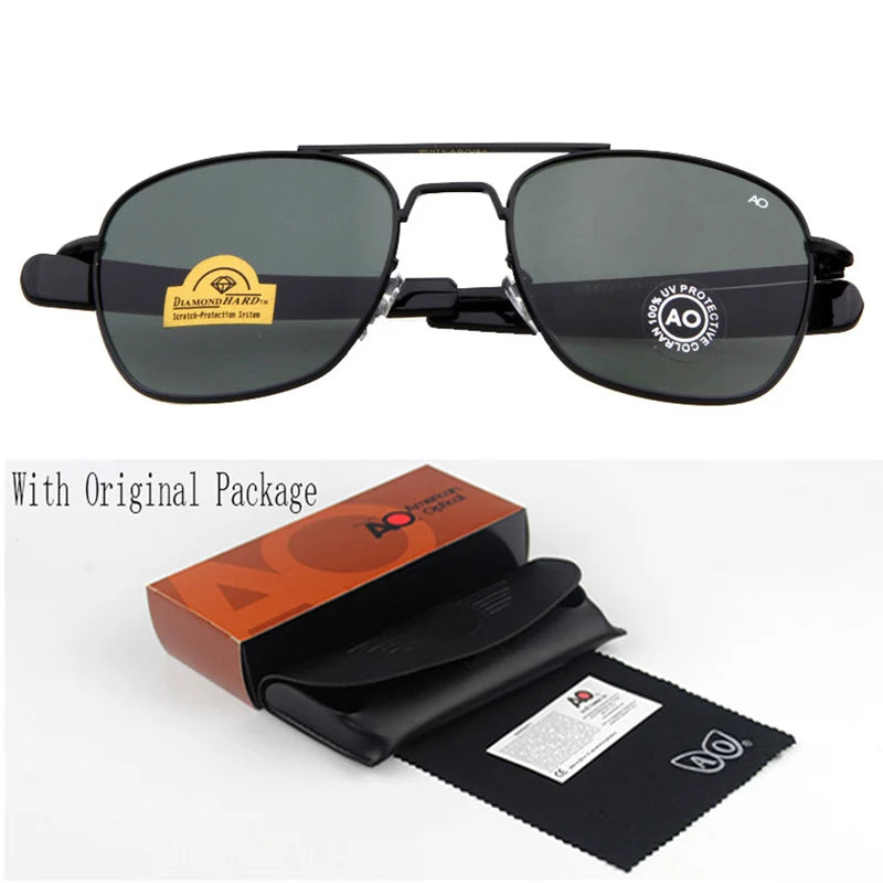 Gafas de sol de moda para hombre, marca militar del ejército estadounidense, diseñador AO, gafas de sol para hombre, lentes de sol de vidrio óptico RS263