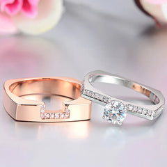 Luxury Female two color white Zircon Ring Set Crystal Bridal Ring Wedding Jewelry Promise Engagement Rings For Women