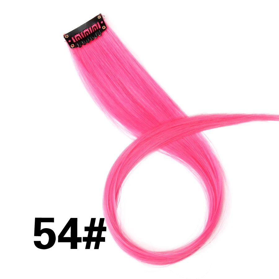 Synthetic Clip In One Pieces Raiinbow Hair Extensions  Straight Synthetic Hair Pieces 18" Long  Ombre Hair Pink Purple Red Blue