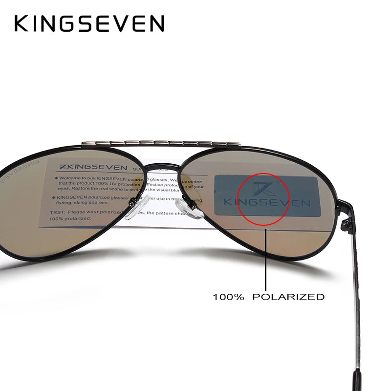 KINGSEVEN 2023 New Sunglasses For Men Design Aviation Alloy Full Frame Glasses HD Polarized UV400 Eye Protection Glasses Eyewear