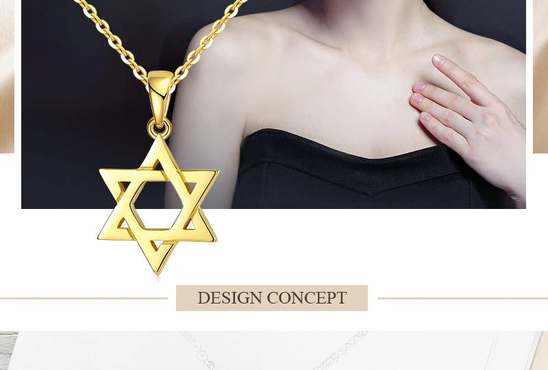 Jewish Magen Star of David Sterling 925 Silver Necklace Women Men Israel Judaica Hebrew Jewelry Hanukkah Pendants Gold Color