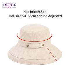 ENJOYFUR Summer Cotton Sun Hats For Women Wide Brim And Breathable Bucket Hats Youth Fashion Caps