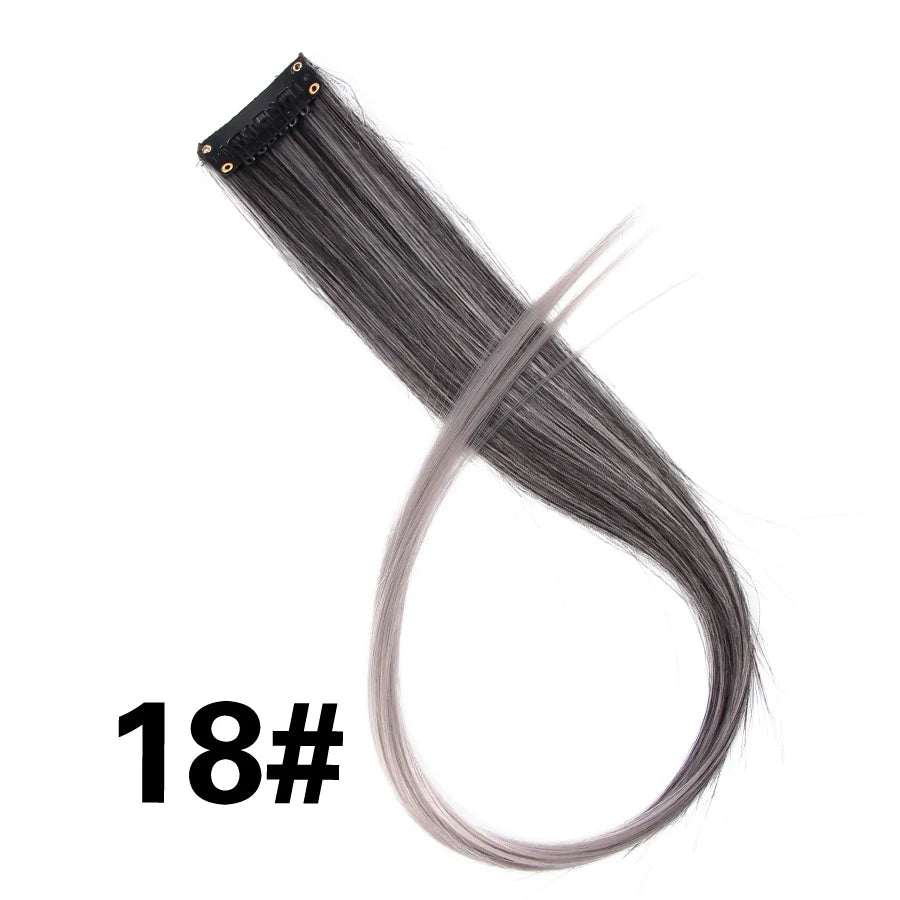 Synthetic Clip In One Pieces Raiinbow Hair Extensions  Straight Synthetic Hair Pieces 18" Long  Ombre Hair Pink Purple Red Blue