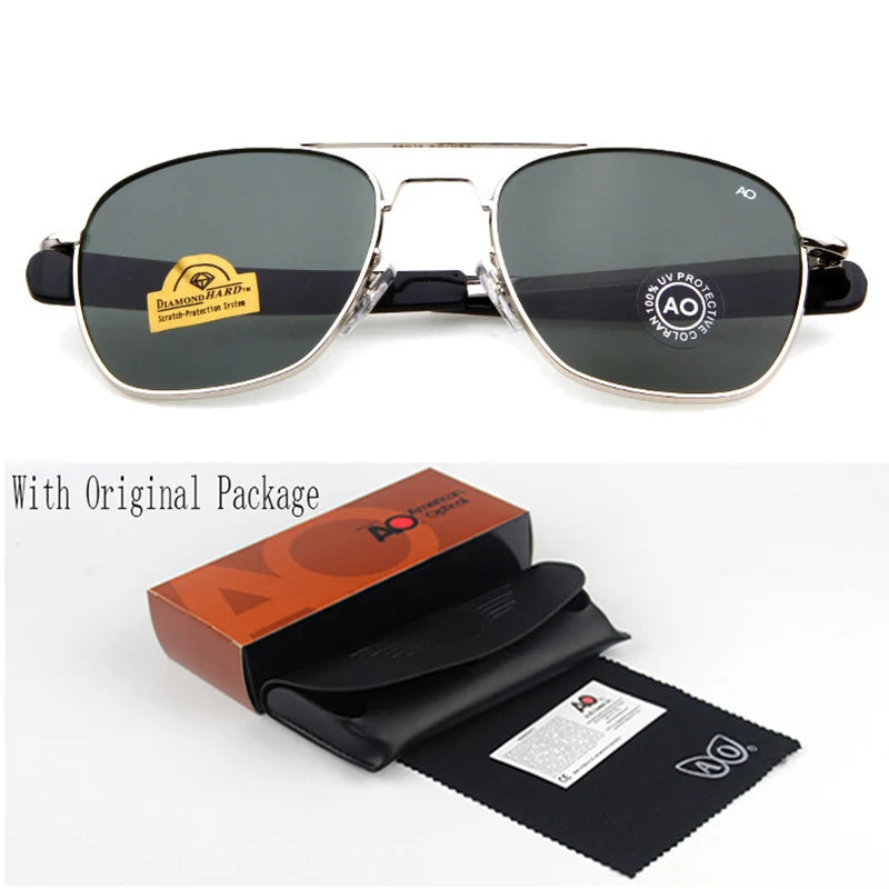 Gafas de sol de moda para hombre, marca militar del ejército estadounidense, diseñador AO, gafas de sol para hombre, lentes de sol de vidrio óptico RS263