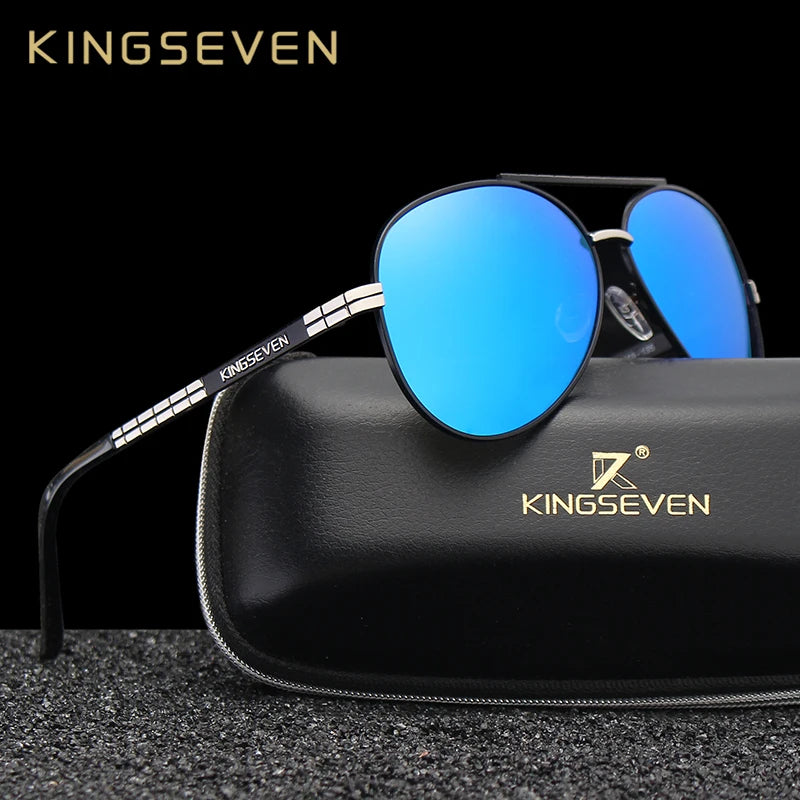 KINGSEVEN 2023 New Sunglasses For Men Design Aviation Alloy Full Frame Glasses HD Polarized UV400 Eye Protection Glasses Eyewear