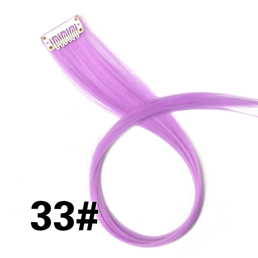 Synthetic Clip In One Pieces Raiinbow Hair Extensions  Straight Synthetic Hair Pieces 18" Long  Ombre Hair Pink Purple Red Blue