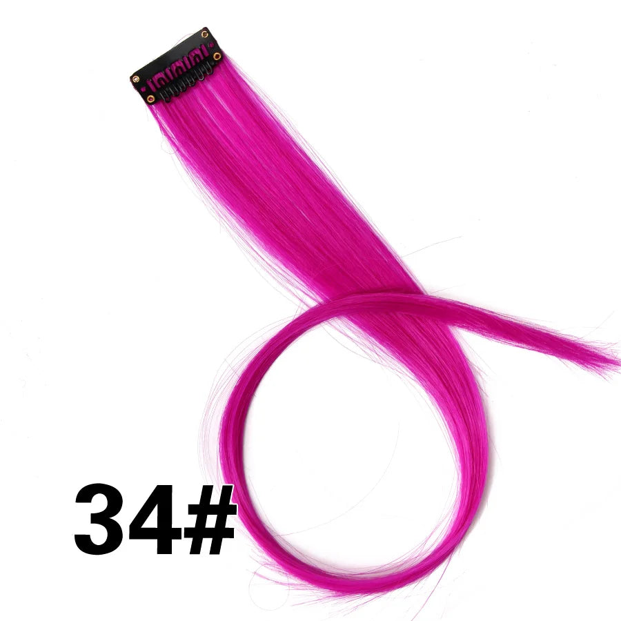 Synthetic Clip In One Pieces Raiinbow Hair Extensions  Straight Synthetic Hair Pieces 18" Long  Ombre Hair Pink Purple Red Blue
