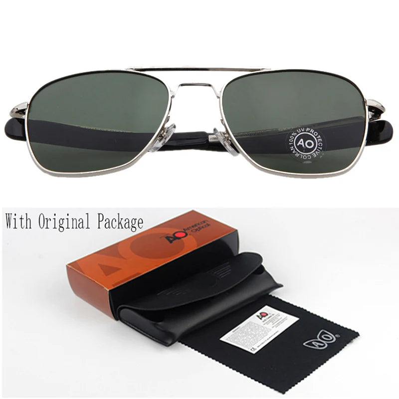 Gafas de sol de moda para hombre, marca militar del ejército estadounidense, diseñador AO, gafas de sol para hombre, lentes de sol de vidrio óptico RS263