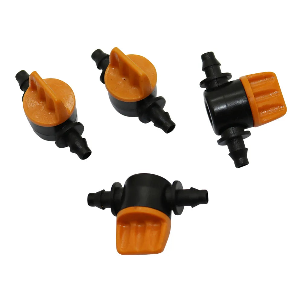 Mini Valve with 4/7mm Hose Garden Irrigation Barbed Water flow control valve Agriculture tools Drip Irrigation Fittings 10 Pcs