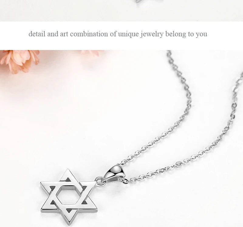 Jewish Magen Star of David Sterling 925 Silver Necklace Women Men Israel Judaica Hebrew Jewelry Hanukkah Pendants Gold Color