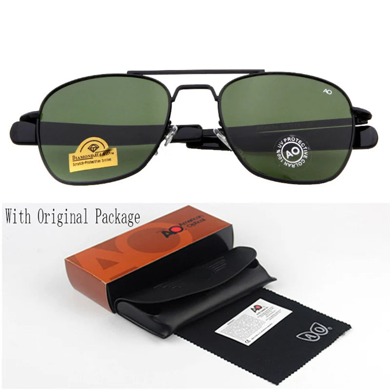 Gafas de sol de moda para hombre, marca militar del ejército estadounidense, diseñador AO, gafas de sol para hombre, lentes de sol de vidrio óptico RS263